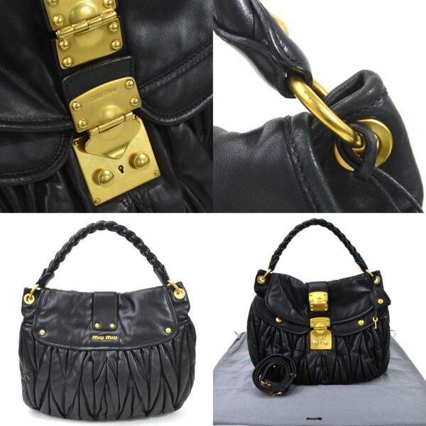 a10000a 2 Miu Miu Handbag Crossbody Shoulder Bag Leather Black