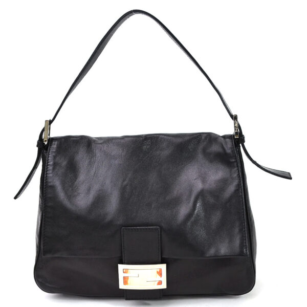 a10003a Fendi Mamma Bucket Shoulder Bag Leather Black