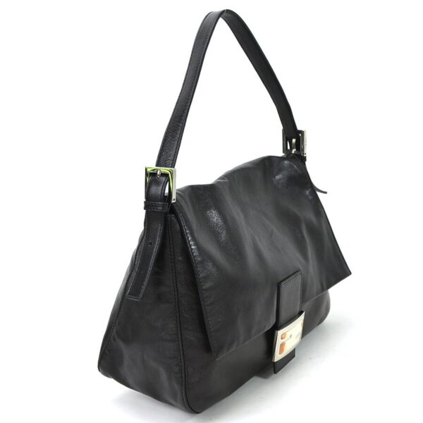 a10003a 1 Fendi Mamma Bucket Shoulder Bag Leather Black