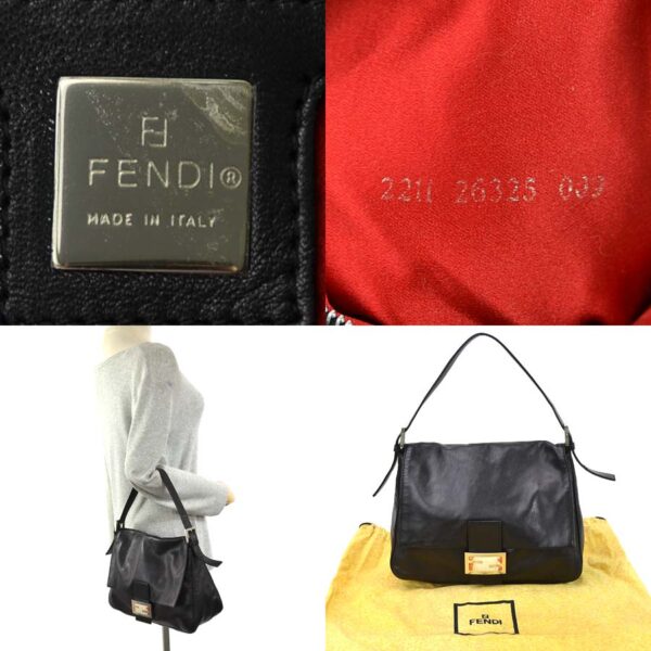 a10003a 4 Fendi Mamma Bucket Shoulder Bag Leather Black