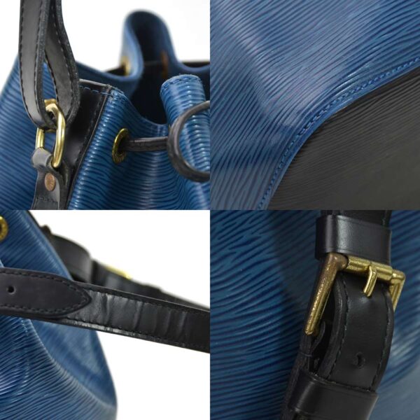 a10011a 3 Louis Vuitton Petit Noe Bicolor Epi Leather Shoulder Bag Black Blue