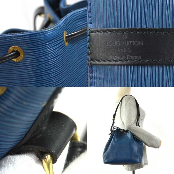 a10011a 4 Louis Vuitton Petit Noe Bicolor Epi Leather Shoulder Bag Black Blue