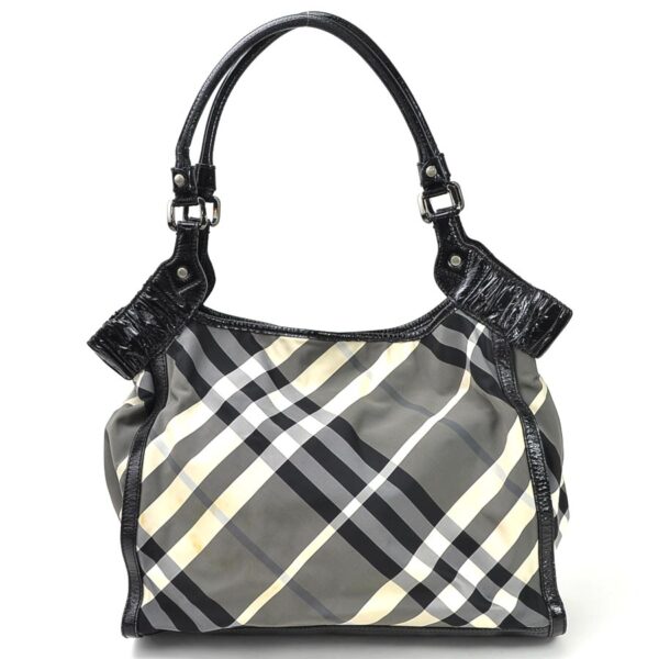 a10031a Burberry Enamel Canvas Shoulder Bag Black White Gray