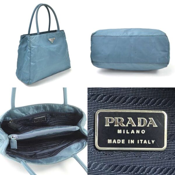 a10035a 1 Prada Handbag Nylon Turquoise Blue