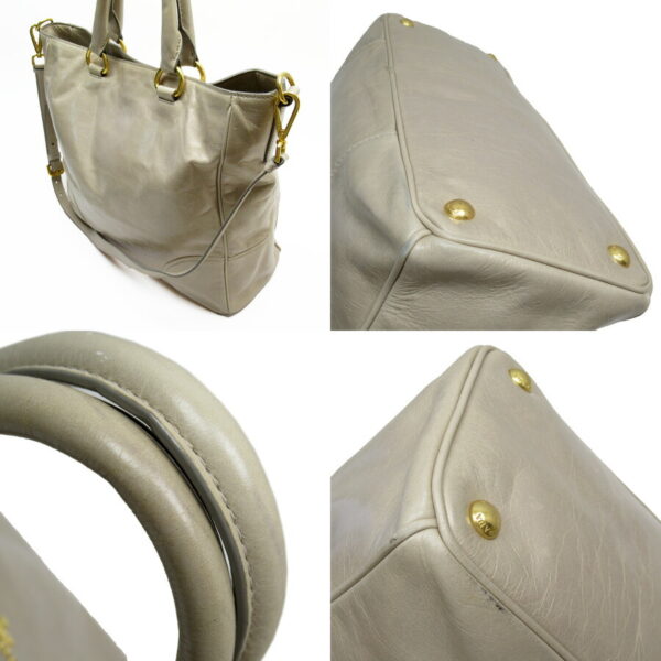 a1673 1 Prada 2Way Handbag Leather Gray