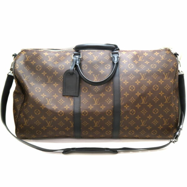 a21 6408 2 Louis Vuitton Keepall Bandouliere 55 Bag Monogram Macassar Brown