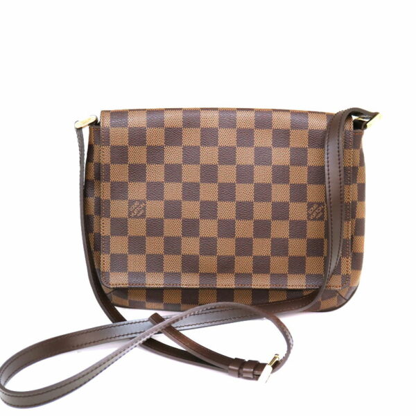 a22 415 2 Louis Vuitton Musette Tango Long Shoulder Bag Damier Canvas Ebene Brown