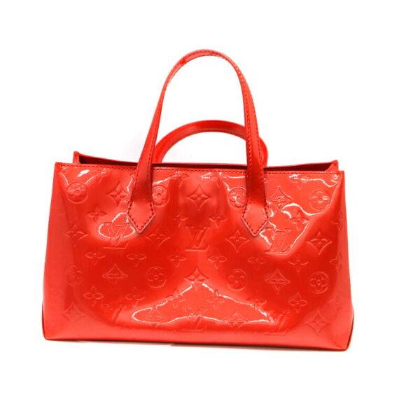 a22 5737 3 Louis Vuitton Wilshire Boulevard Handbag Vernis Leather Orange