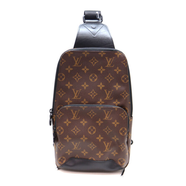 a22 8792 1 Louis Vuitton Avenue Sling Body Bag Monogram Macassar Brown Black