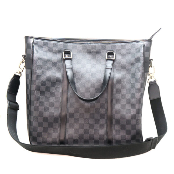 a22 9818 1 Louis Vuitton Tadao 2Way Shoulder Bag Damier Canvas Black