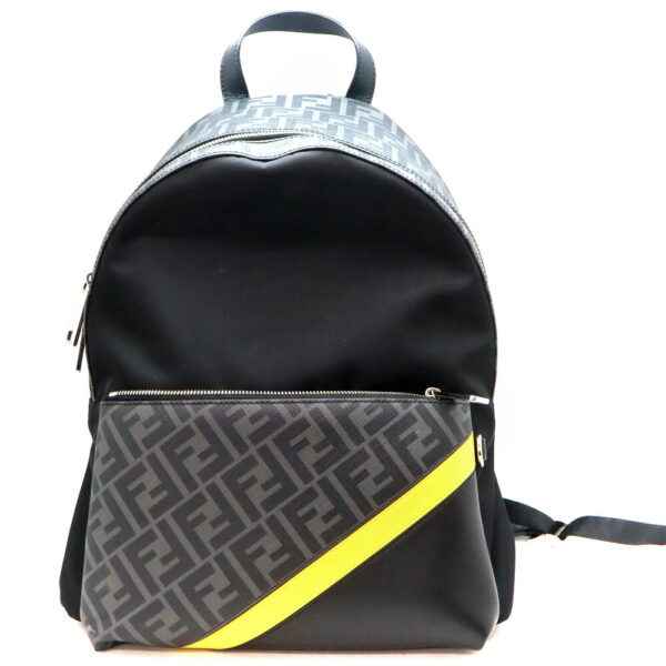 a23 11029 1 Fendi Backpack Rucksack Leather Nylon Black