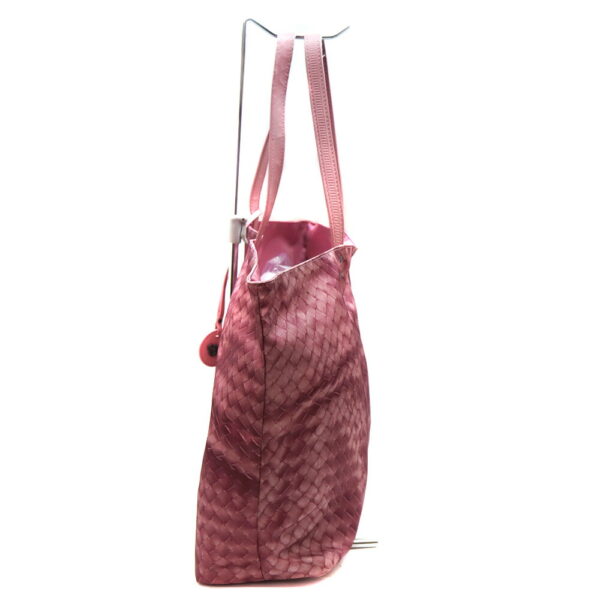 a23 2461 3 Bottega Veneta Intrecciolusion Nylon Tote Bag Leather Pink