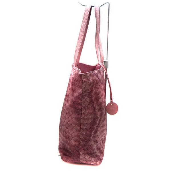 a23 2461 4 Bottega Veneta Intrecciolusion Nylon Tote Bag Leather Pink