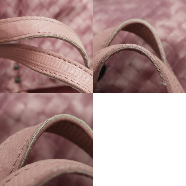 a23 2461 7 Bottega Veneta Intrecciolusion Nylon Tote Bag Leather Pink