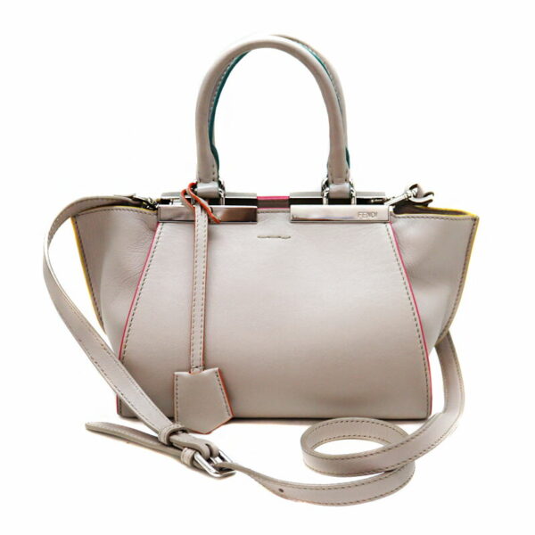 a23 2708 1 Fendi Troisajours 2WAY Bag Leather Beige