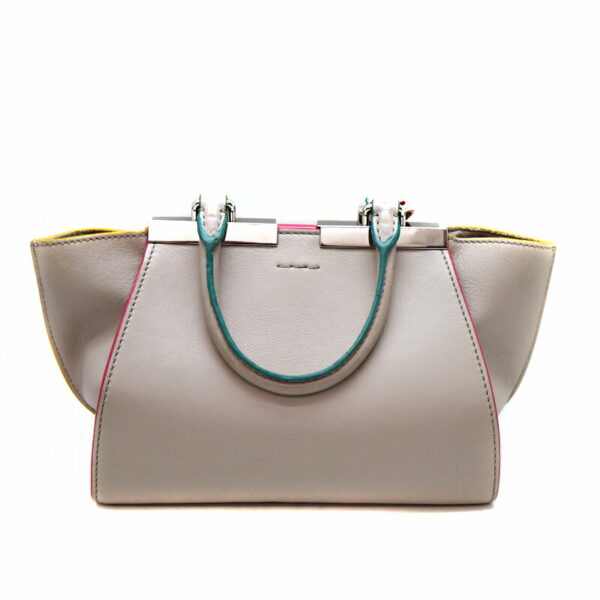 a23 2708 2 Fendi Troisajours 2WAY Bag Leather Beige