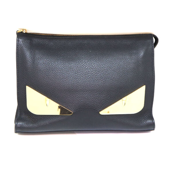 a23 2870 1 Fendi Bag Bugs Monster Clutch Bag Leather Black