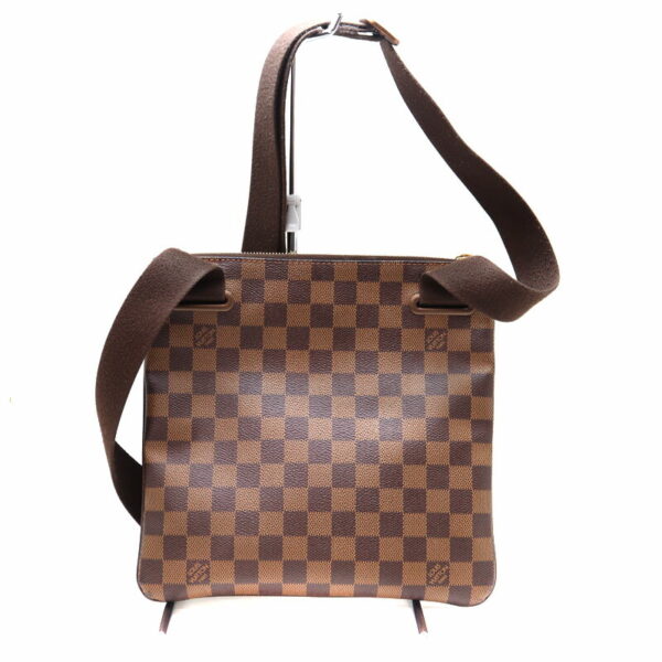 a23 3012 2 Louis Vuitton Pochette Pratt Brooklyn Shoulder Bag Damier Canvas Ebene Brown