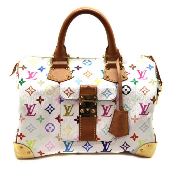 a23 8134 1 Louis Vuitton Speedy 30 Handbag Monogram Multicolor Blonde White