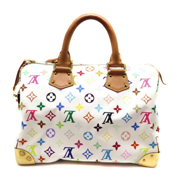 a23 8134 2 Louis Vuitton Speedy 30 Handbag Monogram Multicolor Blonde White