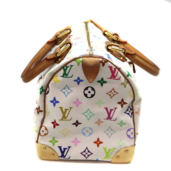 a23 8134 4 Louis Vuitton Speedy 30 Handbag Monogram Multicolor Blonde White