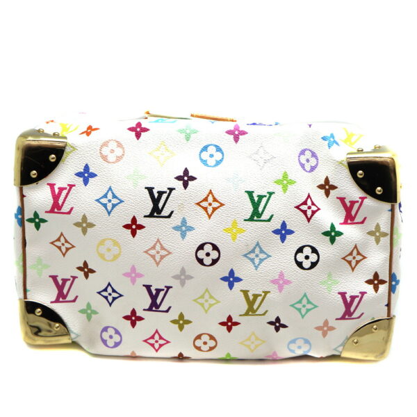 a23 8134 5 Louis Vuitton Speedy 30 Handbag Monogram Multicolor Blonde White