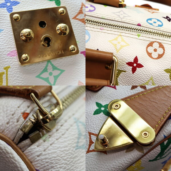 a23 8134 7 Louis Vuitton Speedy 30 Handbag Monogram Multicolor Blonde White