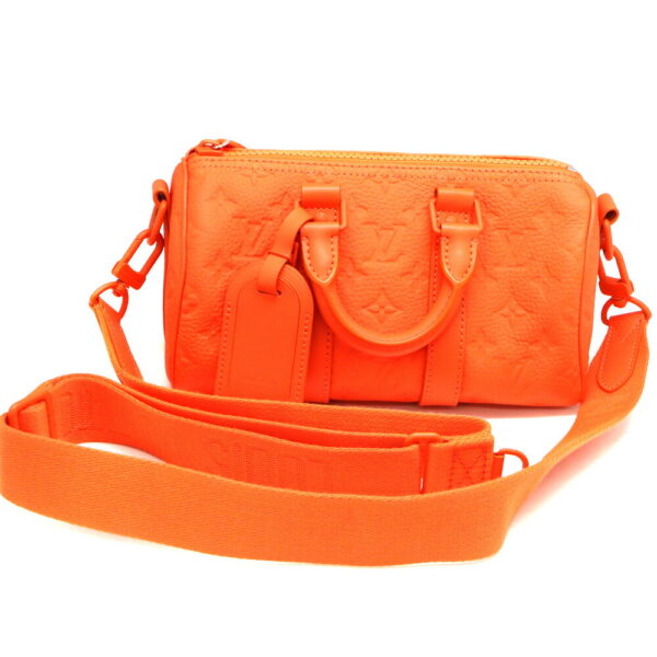 a23 9251 1 Louis Vuitton Keepall Bandouliere 25 Monogram Macassar Leather Shoulder Bag Orange