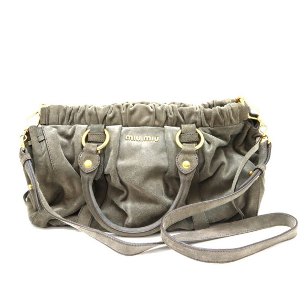 a23 938 1 Miu Miu 2WAY Handbag Suede Gray