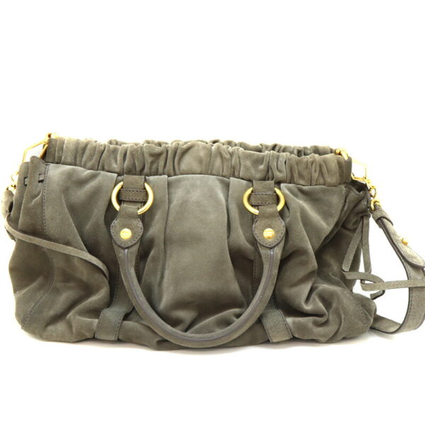 a23 938 2 Miu Miu 2WAY Handbag Suede Gray