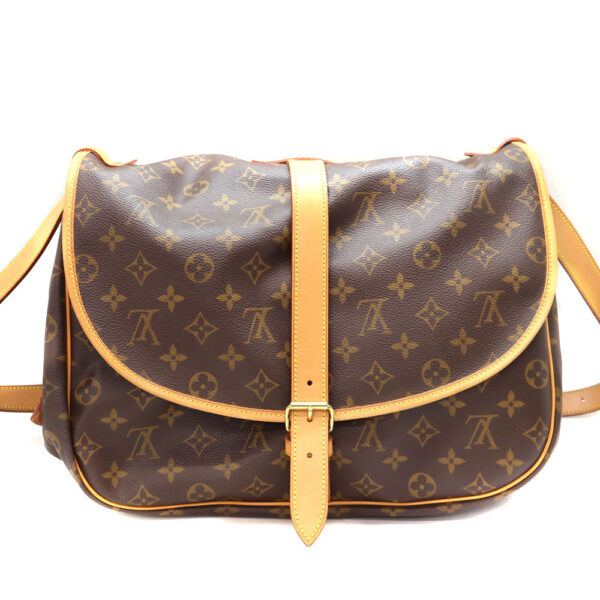 a23 9564 2 Louis Vuitton Saumur 35 Monogram Canvas Shoulder Bag Brown