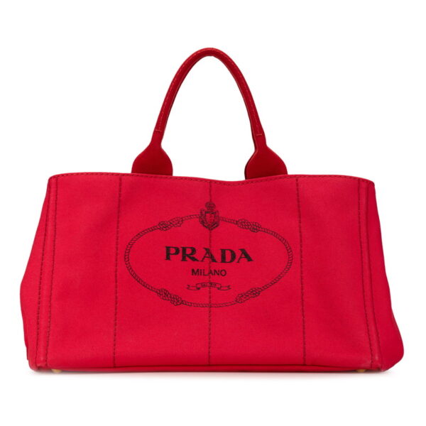 a8ponk0ffmy629hh 1 Prada Canapa L Triangle Plate Tote Bag Red