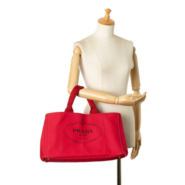 a8ponk0ffmy629hh 11 Prada Canapa L Triangle Plate Tote Bag Red