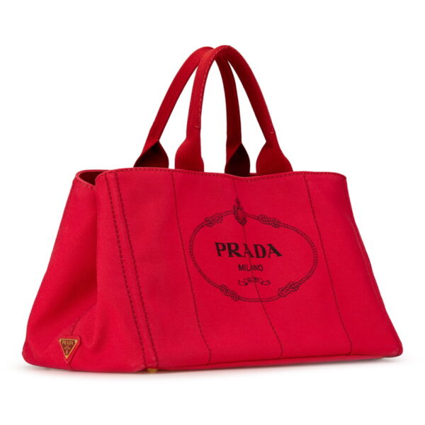 a8ponk0ffmy629hh 2 Prada Canapa L Triangle Plate Tote Bag Red