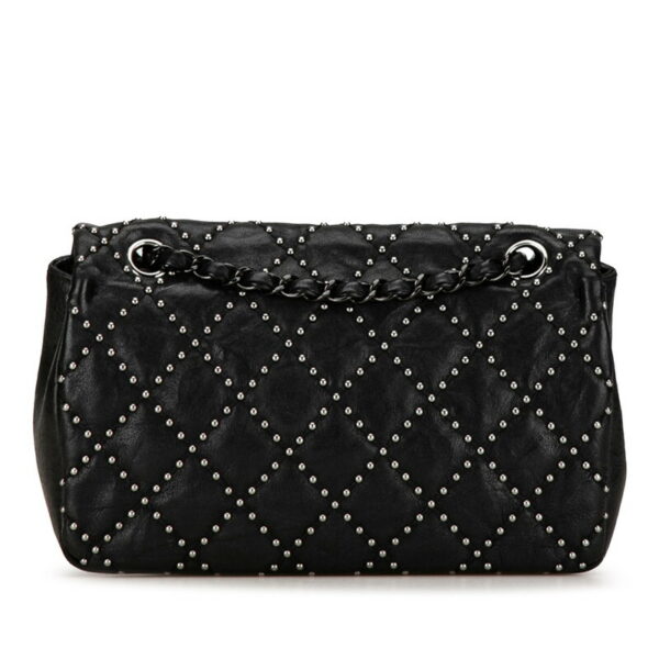 akxv166pj1zznj4j 3 Chanel Mini Matelasse Studded Chain Shoulder Bag Lambskin Black