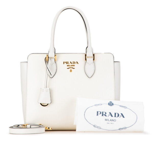 amo8jr4265lo5nv0 11 Prada Saffiano 2WAY Shoulder Bag White