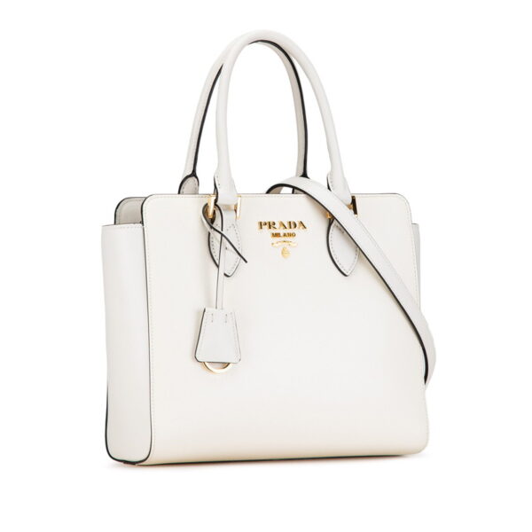 amo8jr4265lo5nv0 2 Prada Saffiano 2WAY Shoulder Bag White