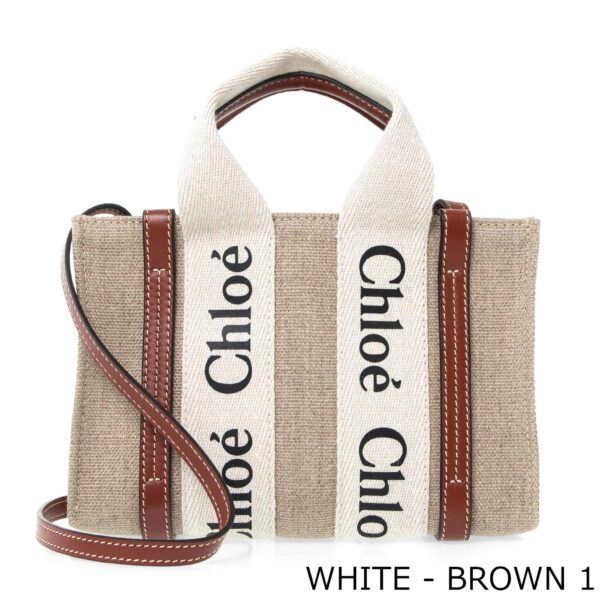 bag0202 07 Chloe Woody Mini Tote Bag Leather Beige Brown