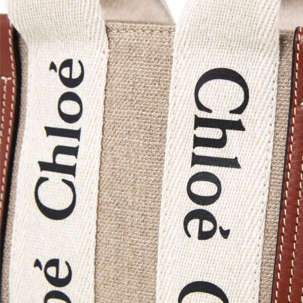 bag0202 11 Chloe Woody Mini Tote Bag Leather Beige Brown