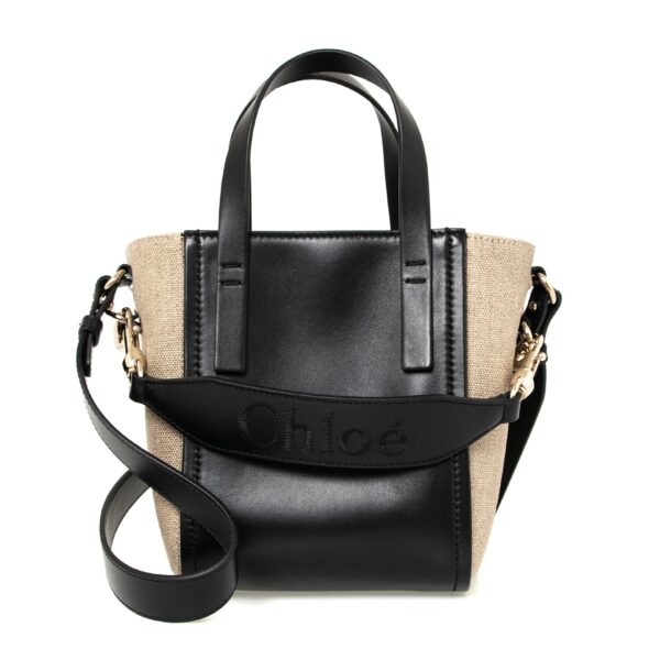 bag0210 01 Chloe Sense Small Tote Bag Leather Black