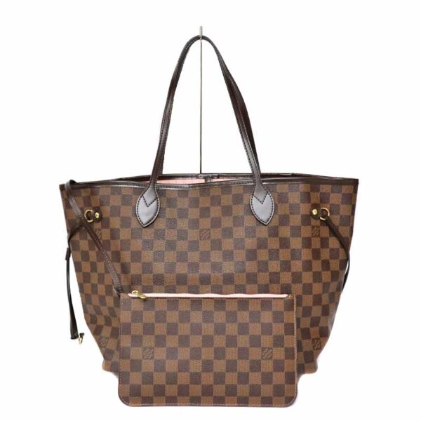 c21 5994 1 Louis Vuitton Neverfull MM Tote Bag Damier Canvas Brown Pink