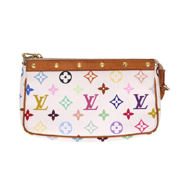 c21 7199 3 Louis Vuitton Accessory Pouch Multicolor Canvas Bronze White