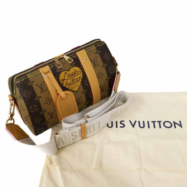 c22 2826 17 Louis Vuitton NIGO City Keepall Shoulder Bag Monogram Striped Canvas Brown