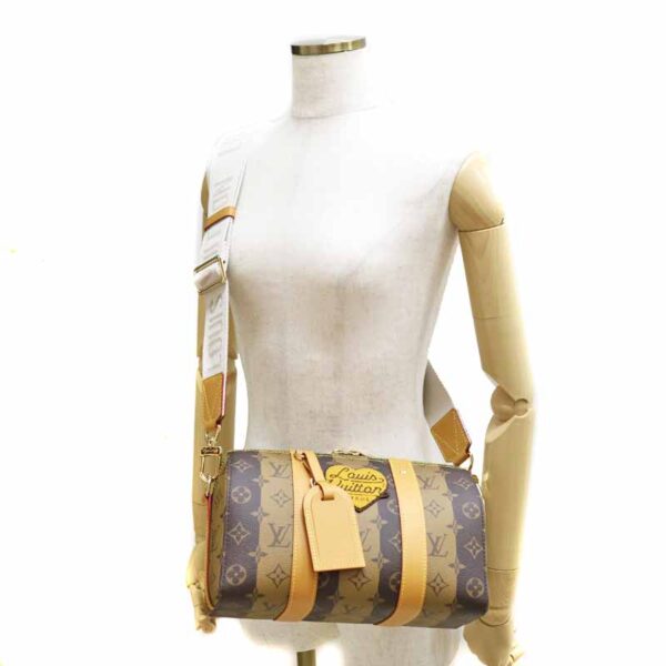 c22 2826 18 Louis Vuitton NIGO City Keepall Shoulder Bag Monogram Striped Canvas Brown