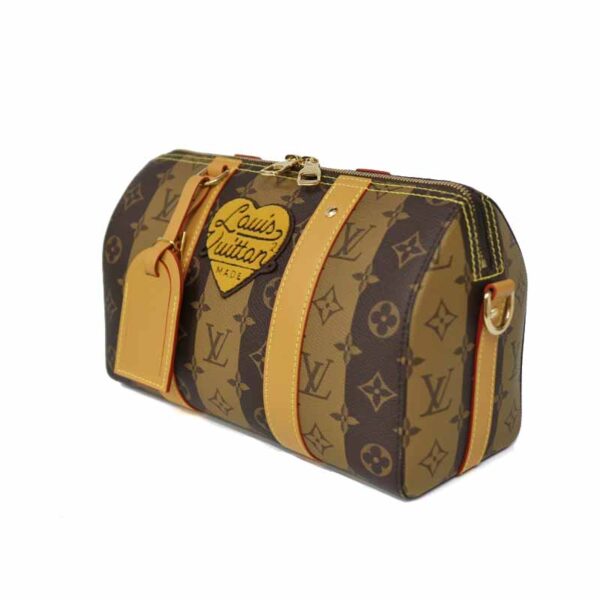 c22 2826 3 Louis Vuitton NIGO City Keepall Shoulder Bag Monogram Striped Canvas Brown