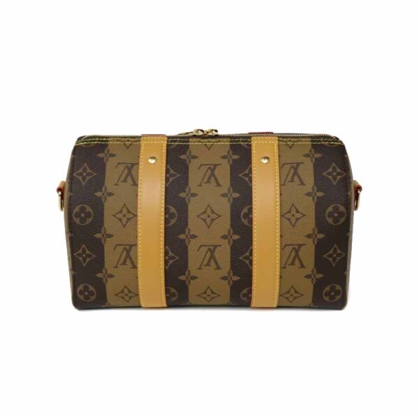 c22 2826 4 Louis Vuitton NIGO City Keepall Shoulder Bag Monogram Striped Canvas Brown