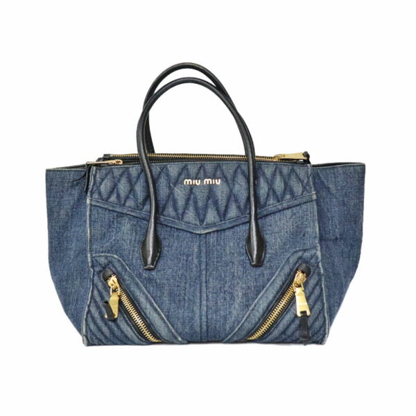 c22 3326 1 Miu Miu Matelassé Denim Handbag Blue Black