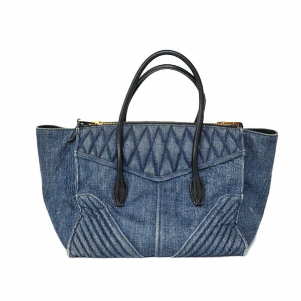 c22 3326 2 Miu Miu Matelassé Denim Handbag Blue Black