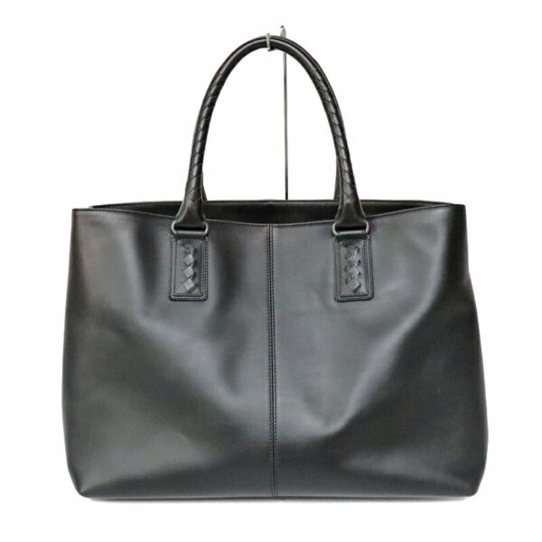 c22 633 1 Bottega Veneta Marco Polo Tote Bag Intrecciato Leather Black