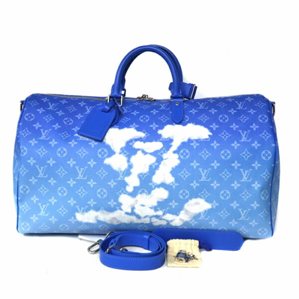 c23 6919 12 Louis Vuitton Keepall Bandouliere 50 Bag Clouds Canvas Blue